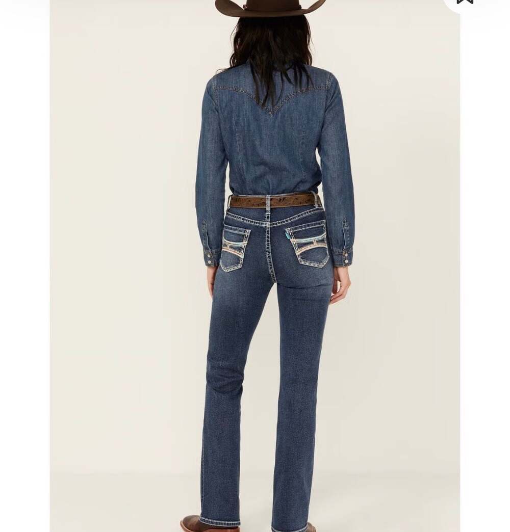 Rock & Roll Denim X Hooey Women's Mid Rise Bootcut Jeans w27